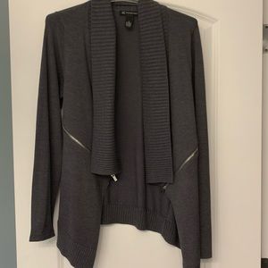 INC Gray Cardigan with Zipper Detail